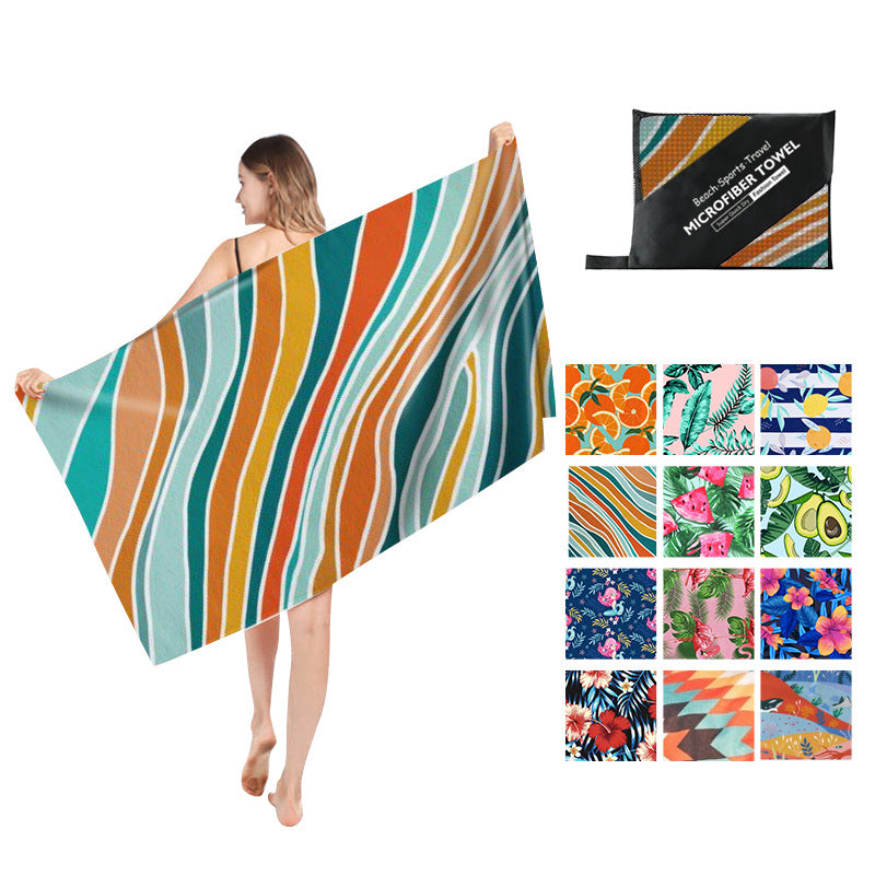 Printed Beach Towel - Microfibre Double-Sided Fleece Beach Towel