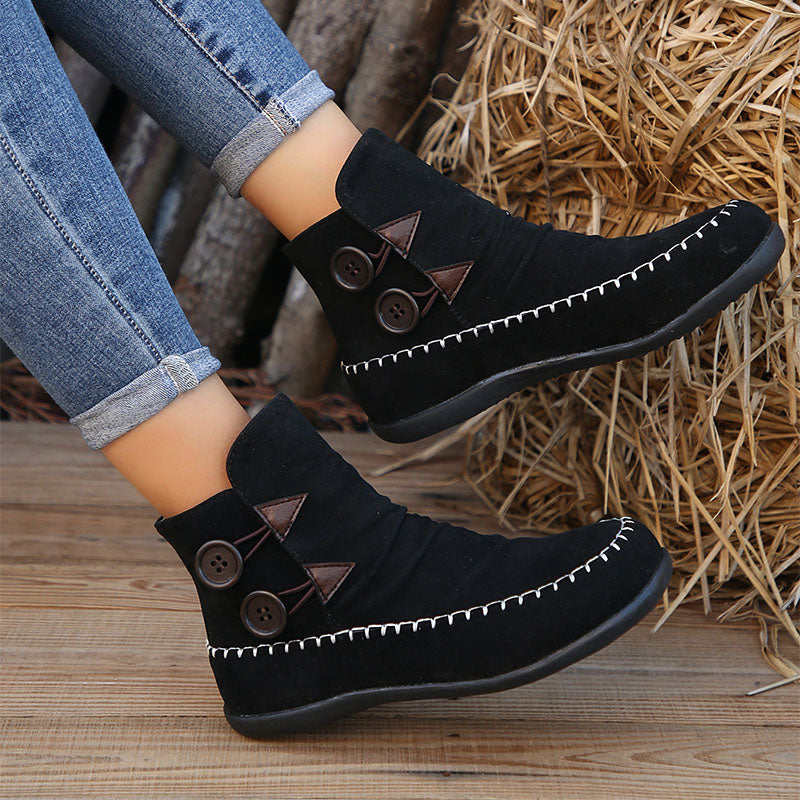 Button-Design Ankle Boots For Women