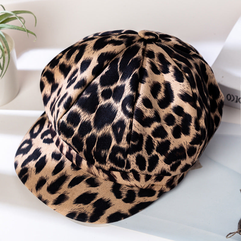 Women's Fashion Personalized Leopard Print Octagonal Hat