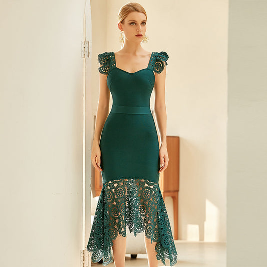 Solid-Colour Suspender Skirt Dress