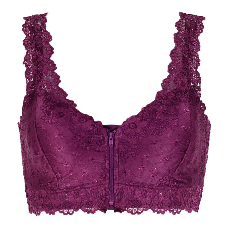 Lace Front-Zipper Bra