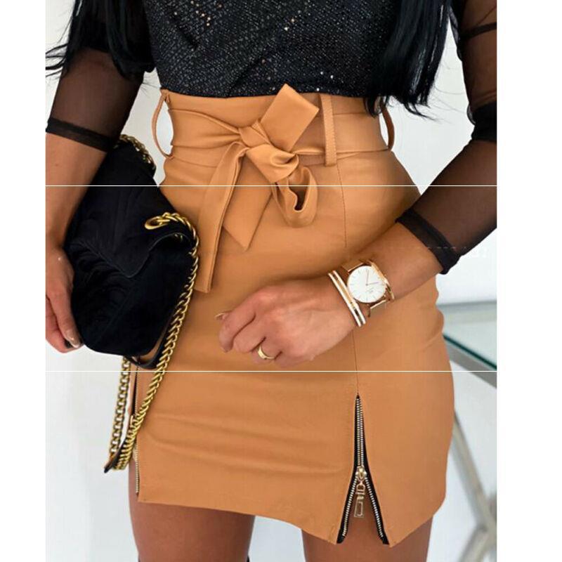 Bandage PU Leather Mini Skirt