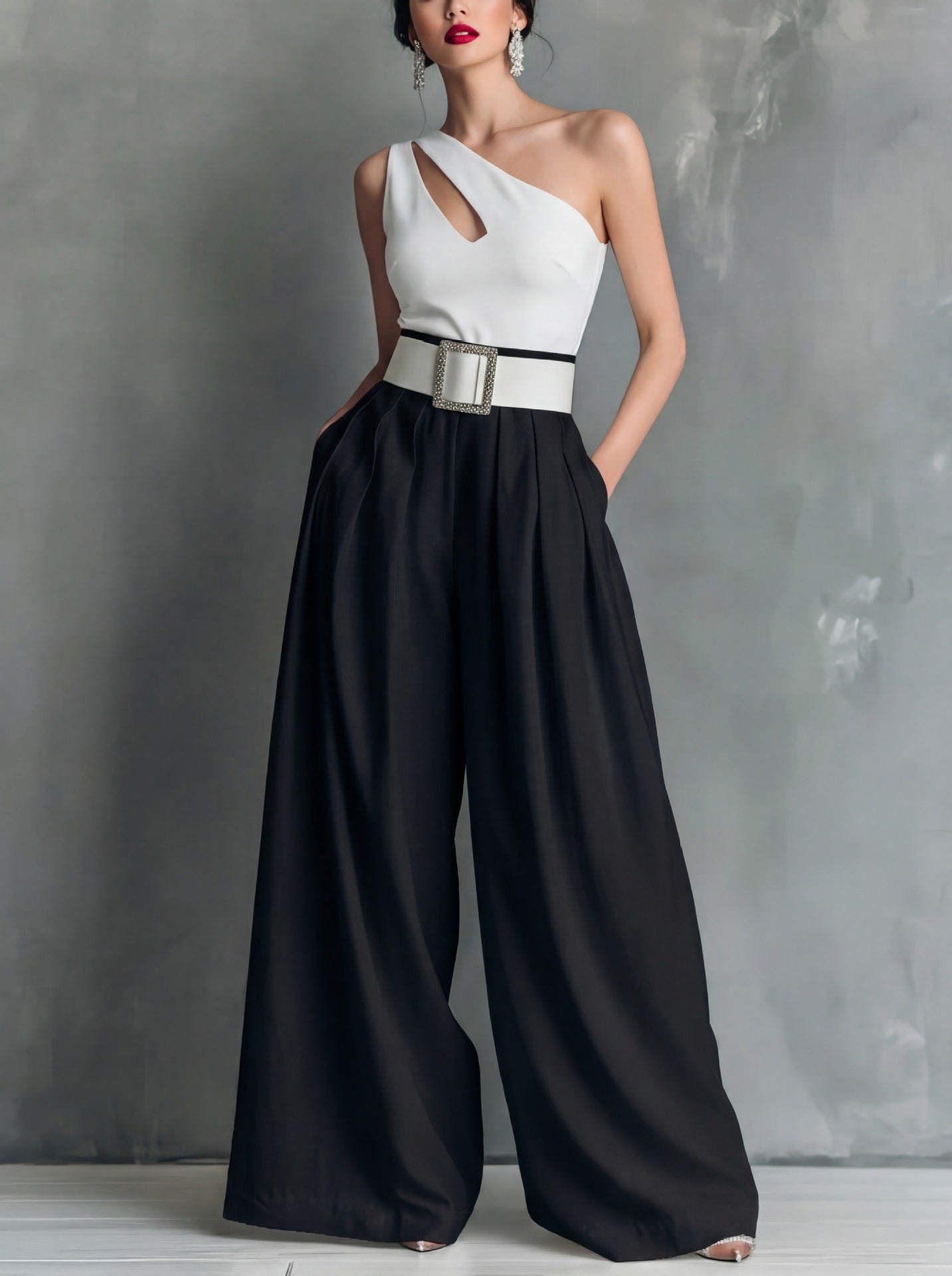 Fashionable Versatile High-waisted Loose-fitting Solid-color Casual Pants
