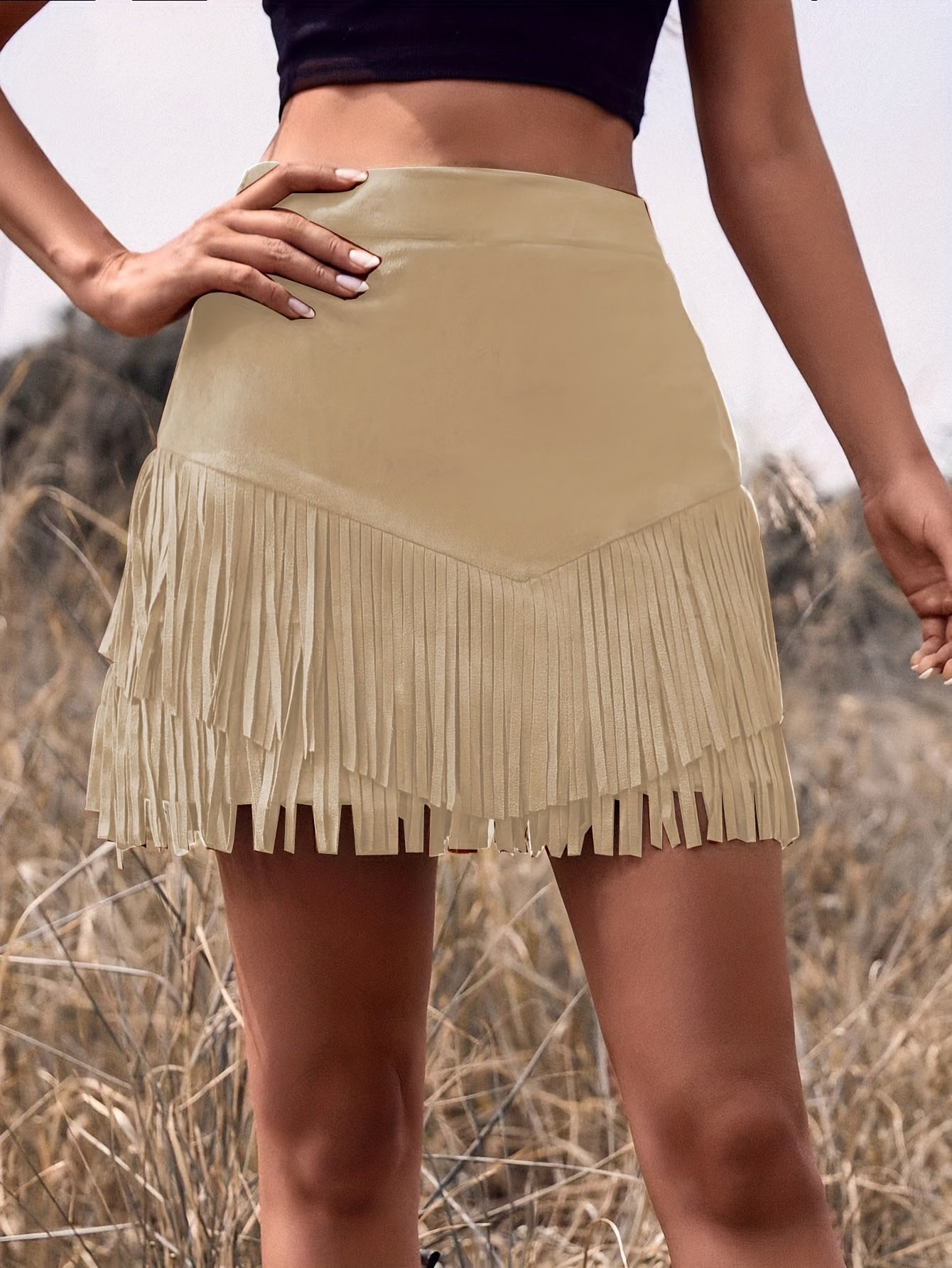 Fringe High-Waist Tassels Bodycon Skirt