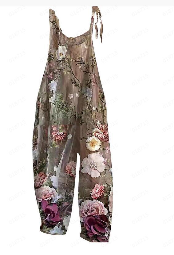 Sweet Little Print Retro Wide-leg Women's Jumpsuit