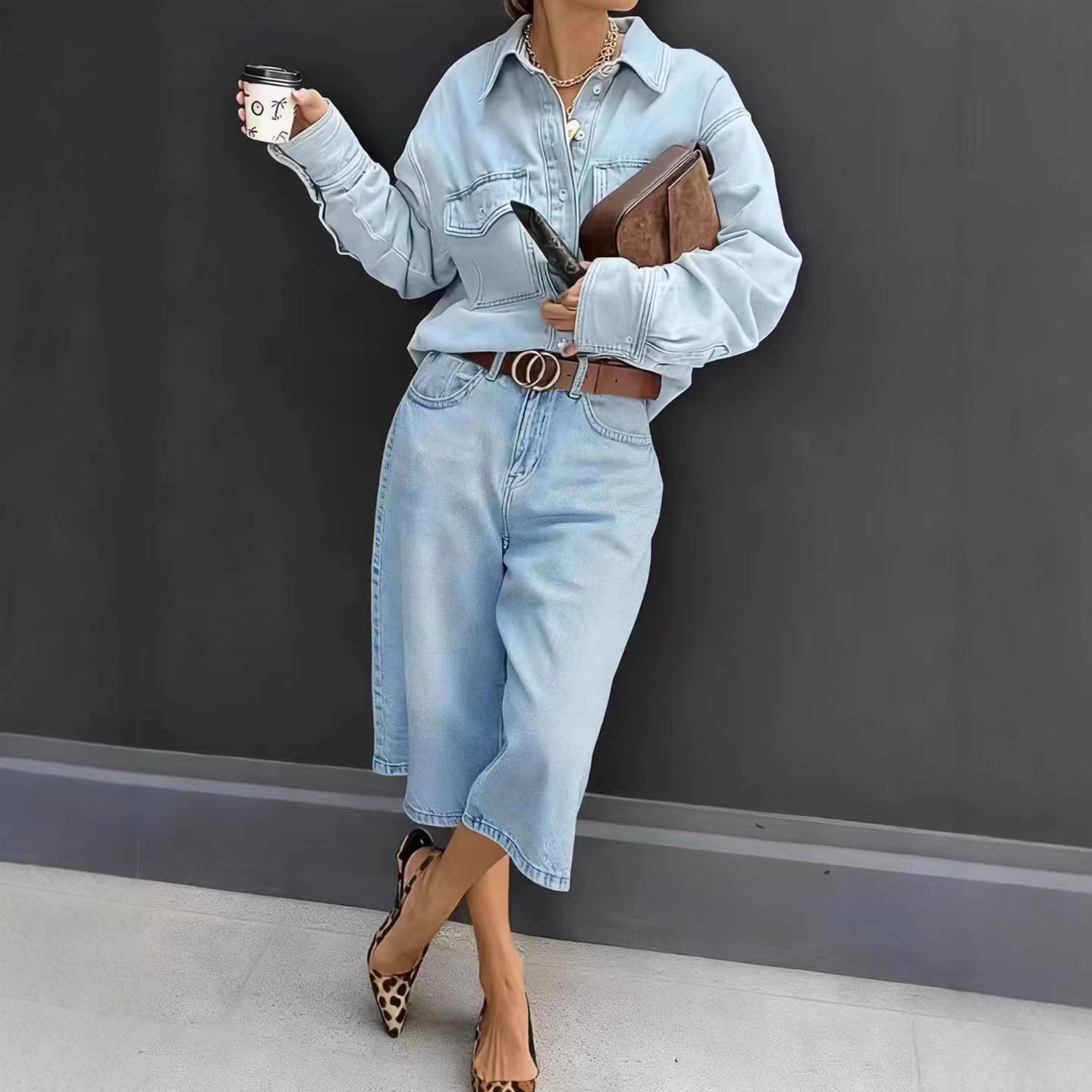 Slimming Bermuda Straight-leg Mid-length Pants
