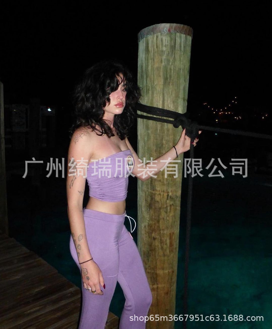 Tube Top High Waist Casual Trousers Two-piece Set