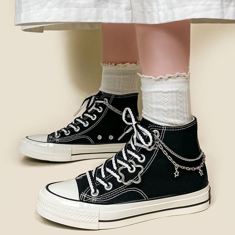 Star-Chain Canvas High-Top Shoes For Women