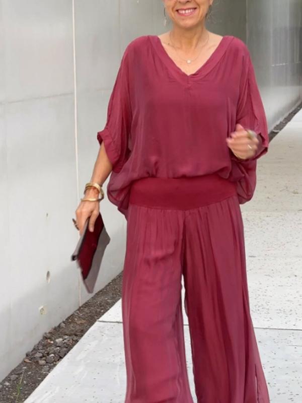 Fashionable Best-Selling Solid-Colored Chiffon Set For Women