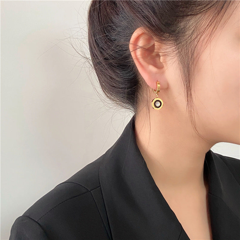 Roman Numeral Buckle Fashion Hoop Earrings
