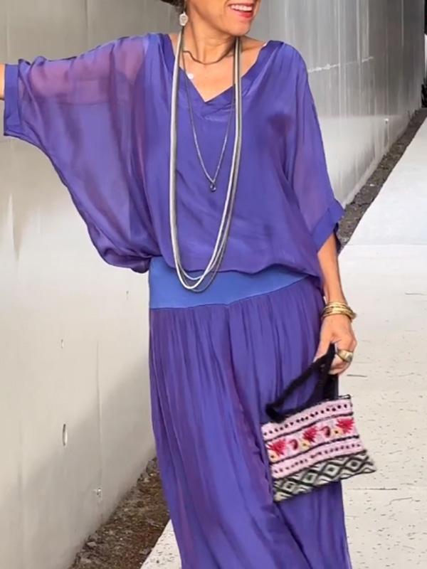Fashionable Best-Selling Solid-Colored Chiffon Set For Women