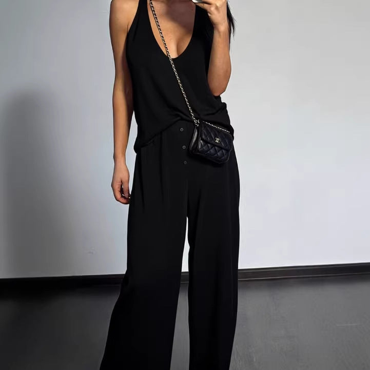 Casual Sleeveless Top & Straight-Leg Pants Outfit