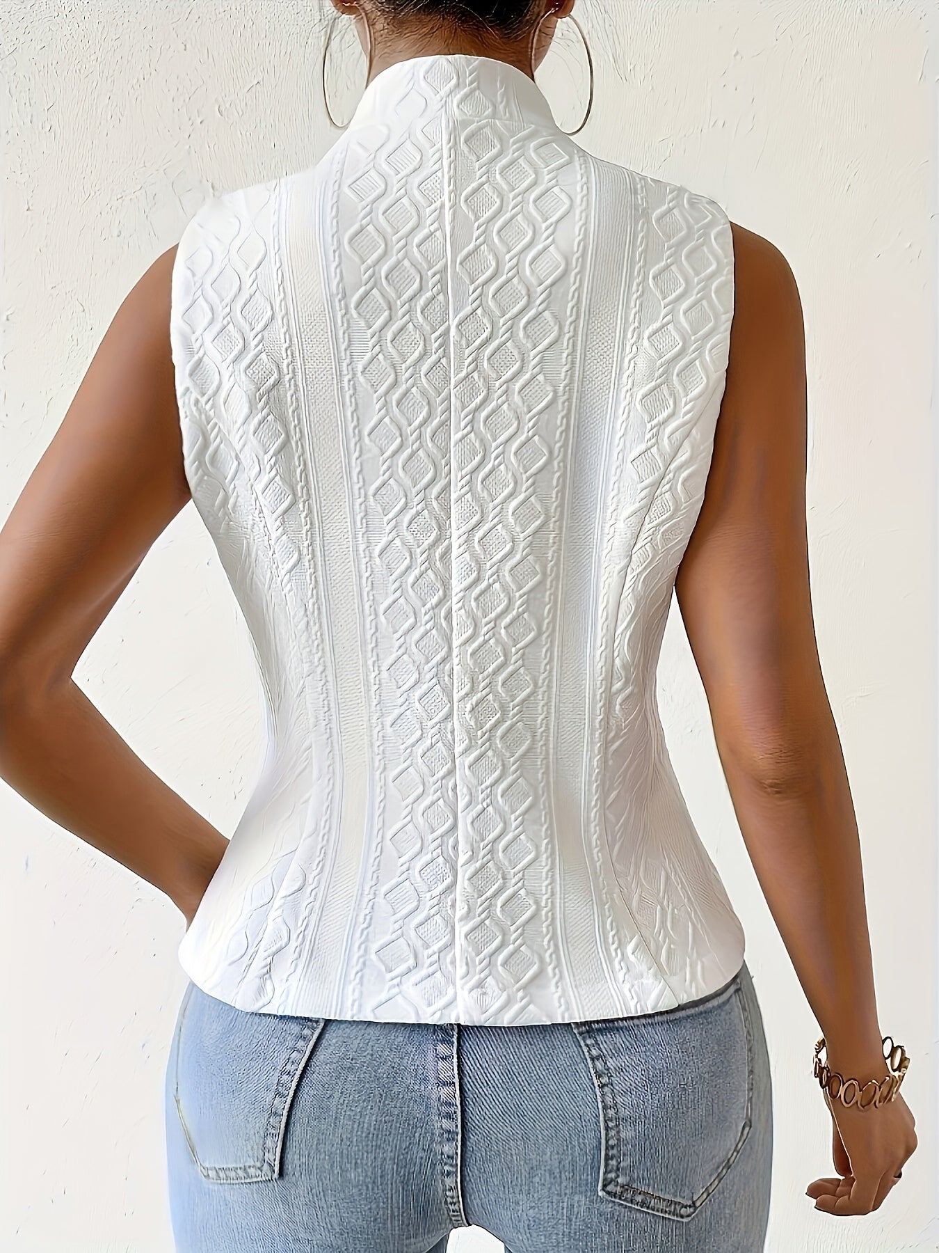 V-Neck Button Vest Jacket