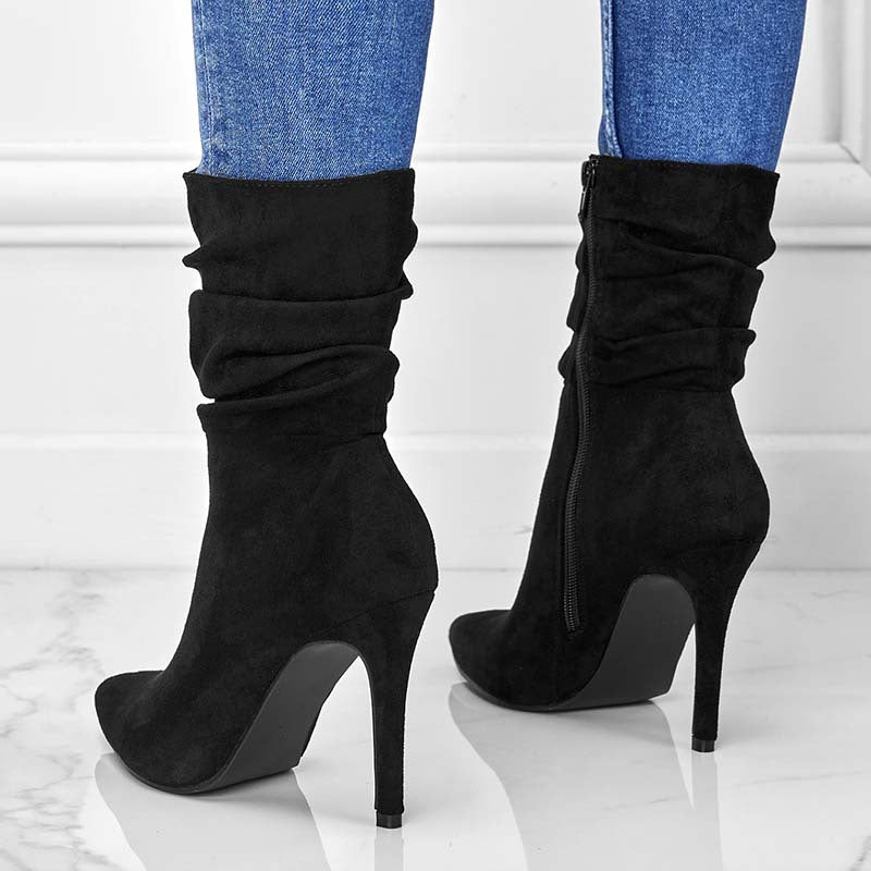 Pointed-Toe Stiletto Heel Ankle Boots