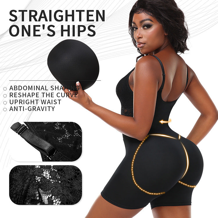Hip-Shaping Lace Tight Braces Jumpsuit