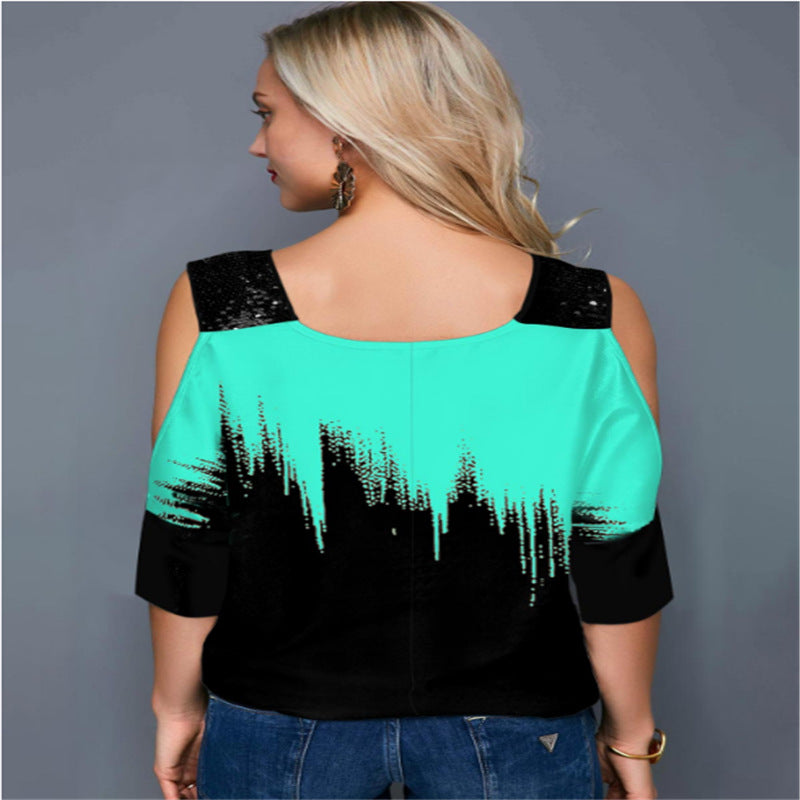 V-Neck Off-the-Shoulder T-Shirt For Women