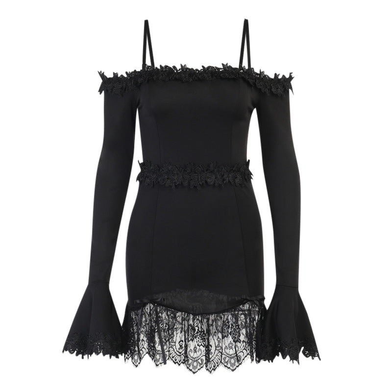 European & American Style Lace Mini Dress