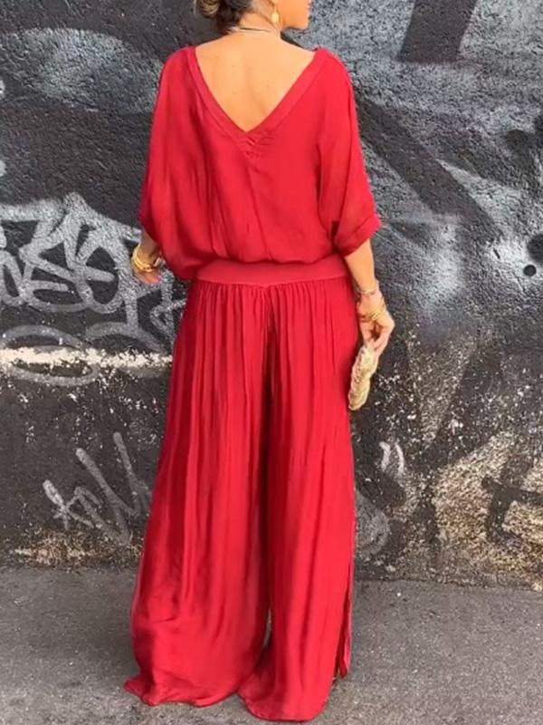 Fashionable Best-Selling Solid-Colored Chiffon Set For Women