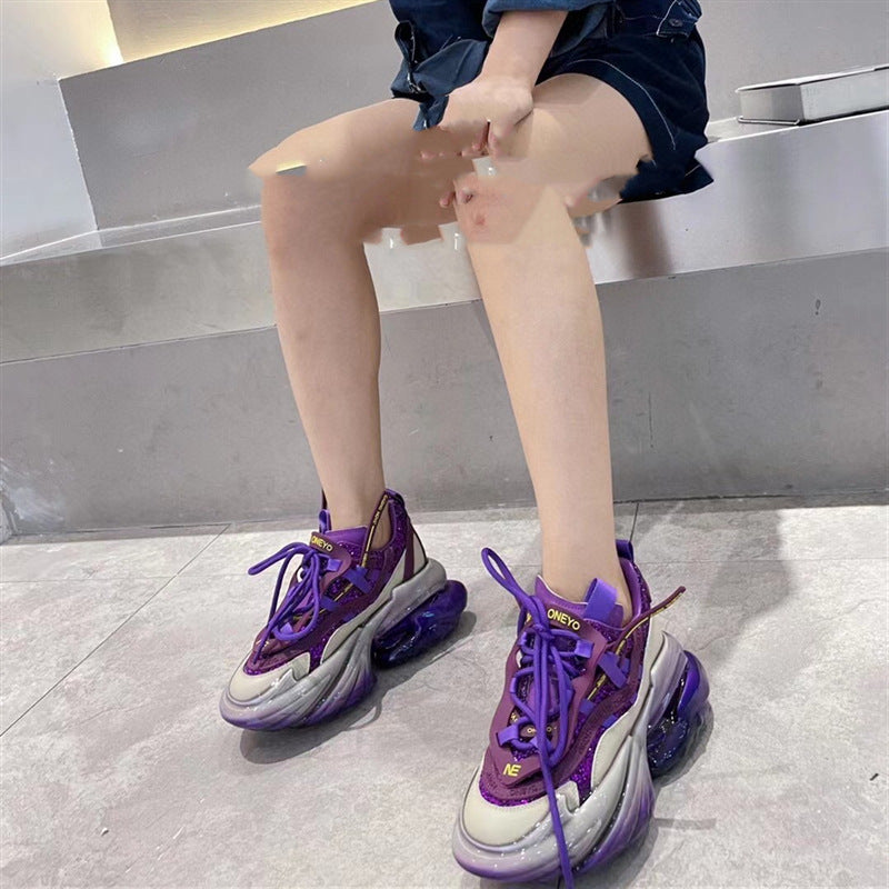 Leather Thick-Soled New Jelly High Casual Sports Shoes For Women