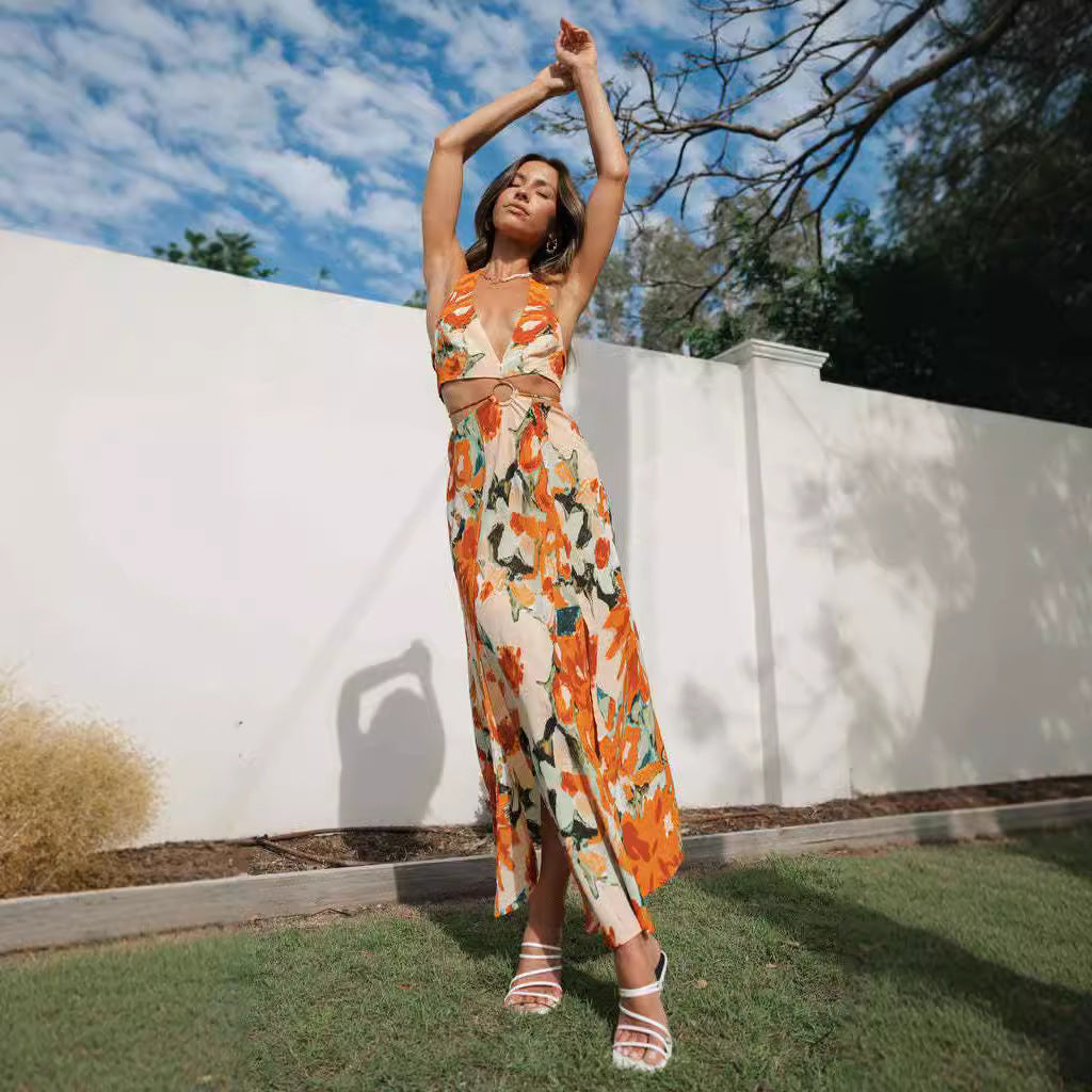 Halter Backless Split Dress