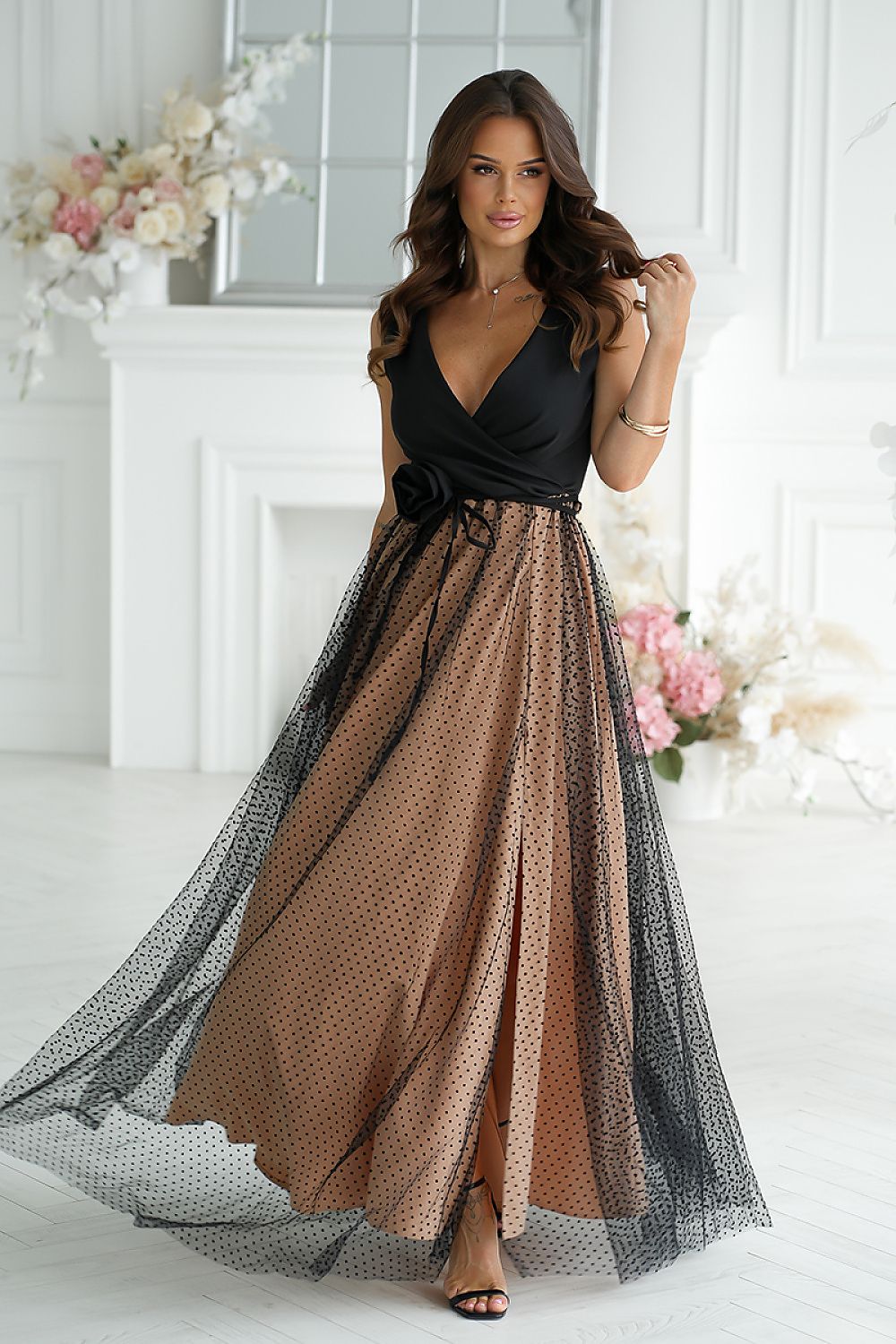  Long dress model 220095 Bicotone 