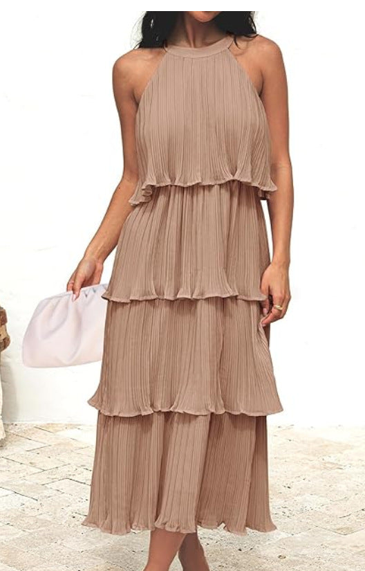 Womens Fashionable Casual Elegant Halterneck Dress