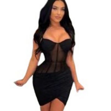 Women's Mesh Elegant Solid-Color Sheath Dress