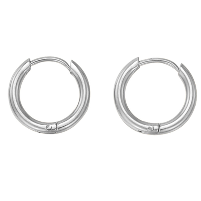 Simple Gold-Plated Hoop Stainless Steel Earrings For Women