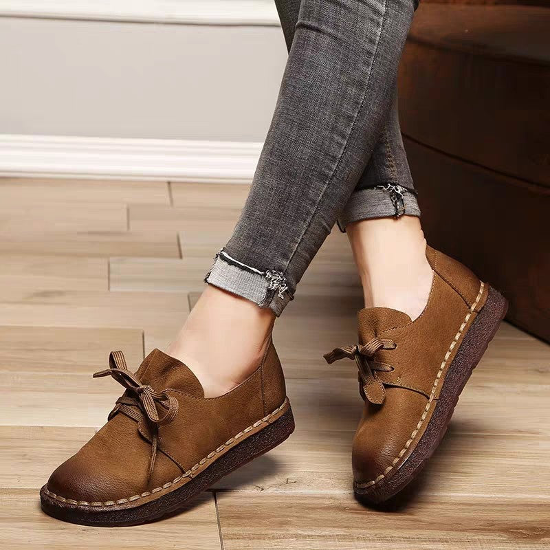 Retro Beef Tendon Soft-Sole Comfortable Cowhide Shoes For Women