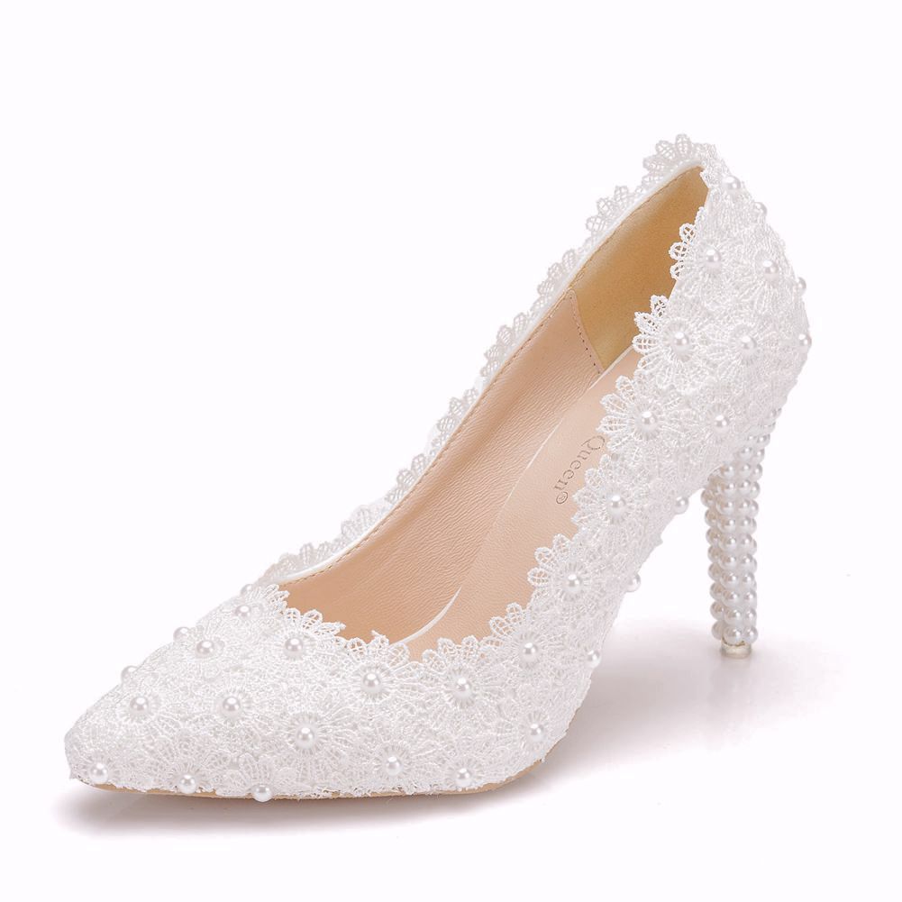 Pearl Lace Stiletto Wedding Shoes