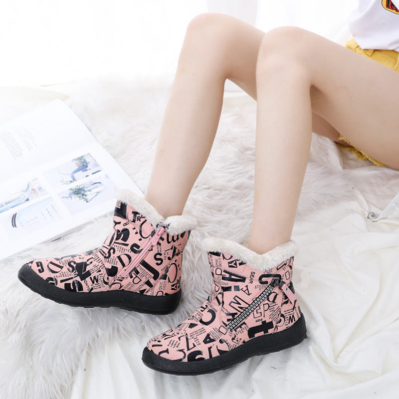 Letter Print Women's Winter Boots