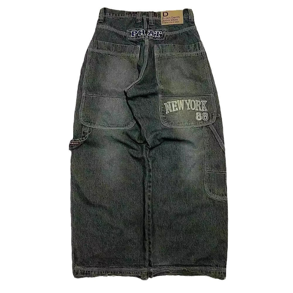 Spring New Street Retro Minority Trendy Brand Wide Leg Jeans Men's Straight