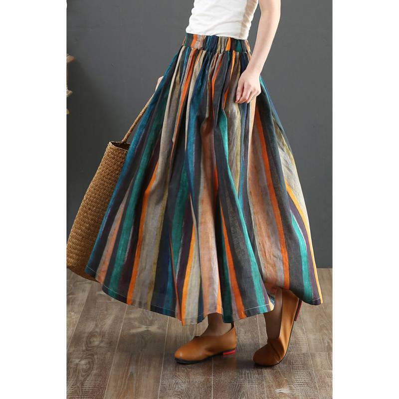 Large All-Match Loose Artistic Cotton & Linen Skirt