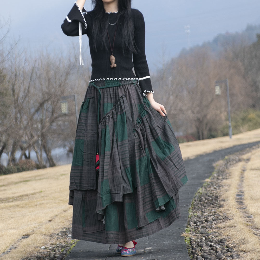 Ethnic-Style Cotton And Linen Printed Skirt