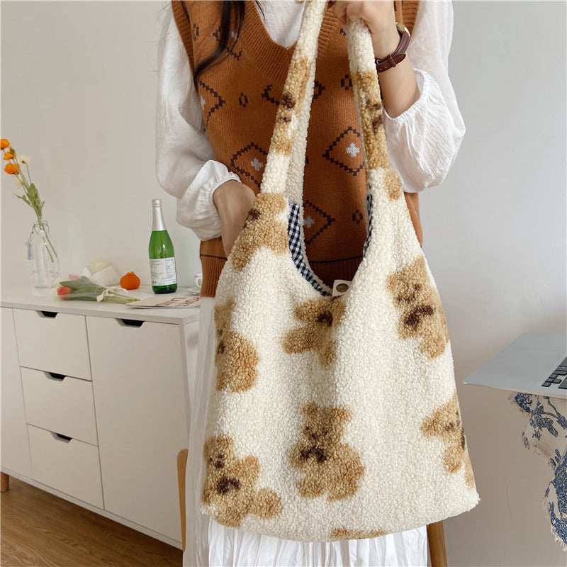 Pretty Bear Print Shopping Handbags For Women