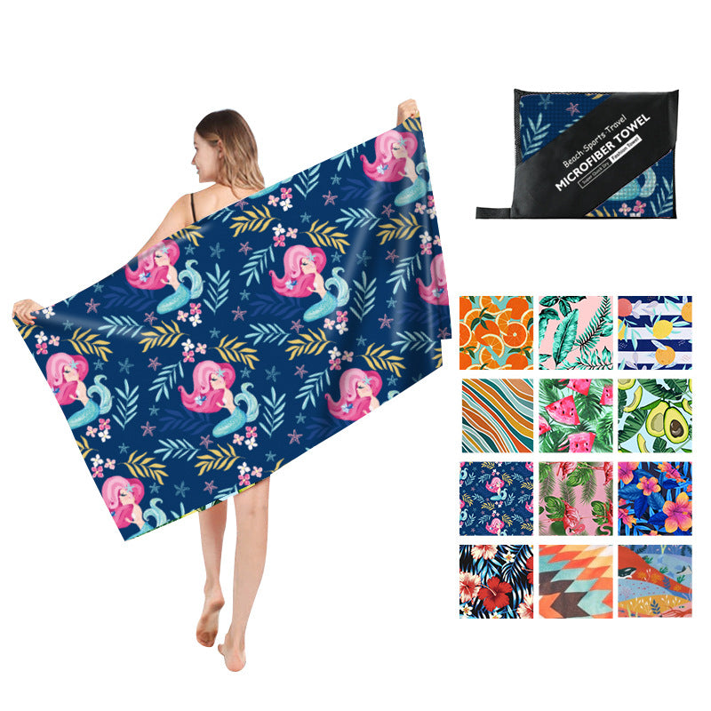 Printed Beach Towel - Microfibre Double-Sided Fleece Beach Towel