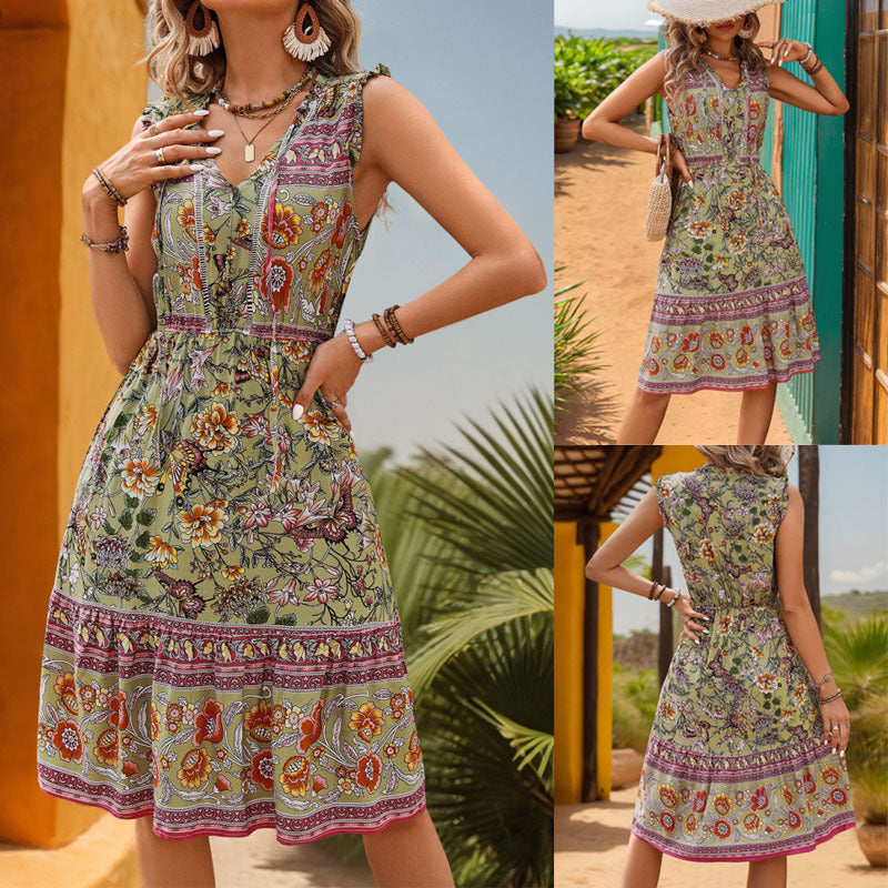 Ethnic-Style Elegant Printed Dress