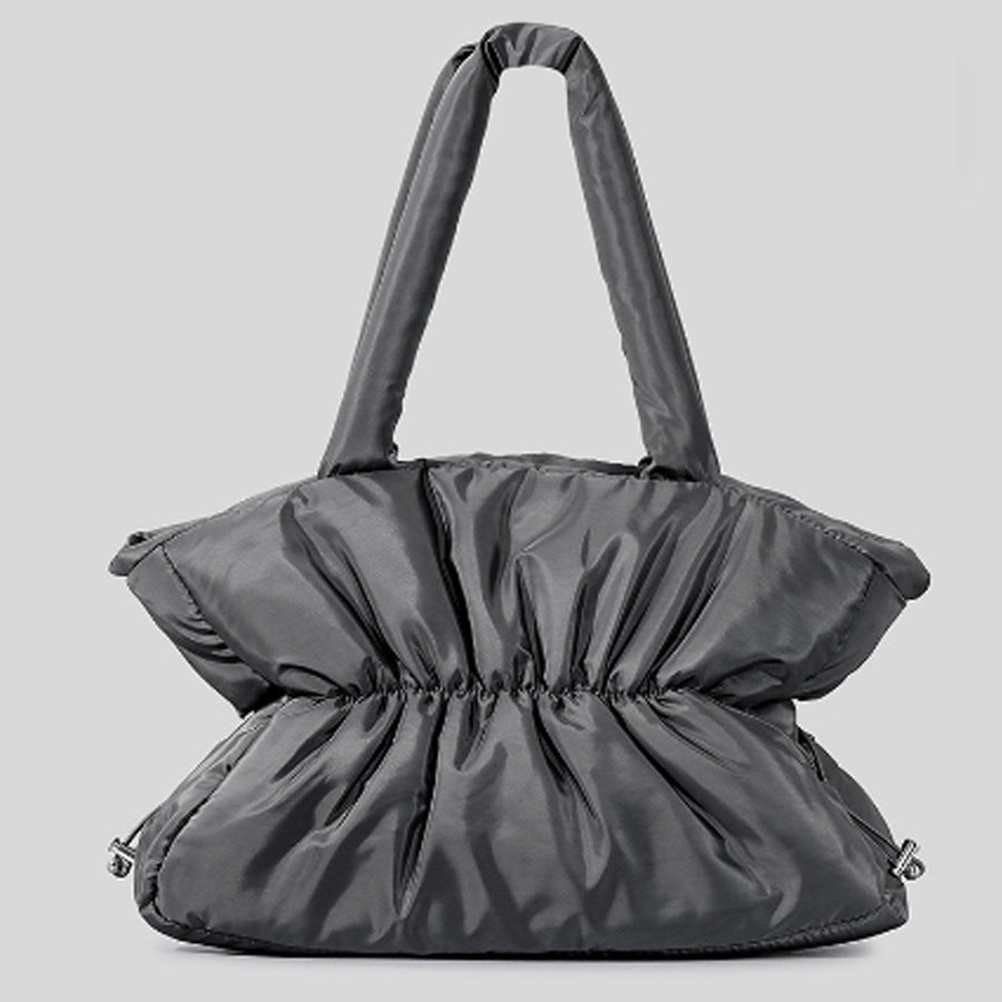 Pleated Cotton Filled Large-Capacity Handbag For Women