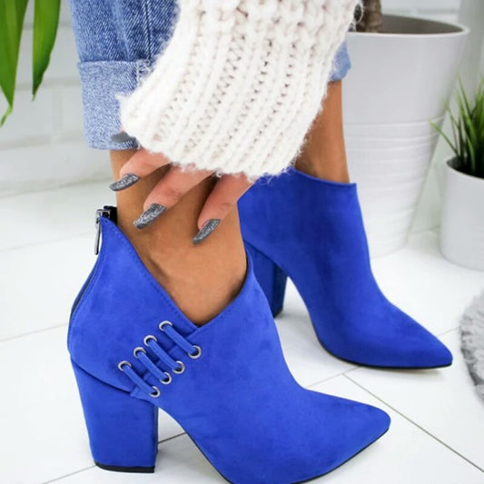 Fashion Pointed-Toe Zipper Martin Ankle Boots For Women