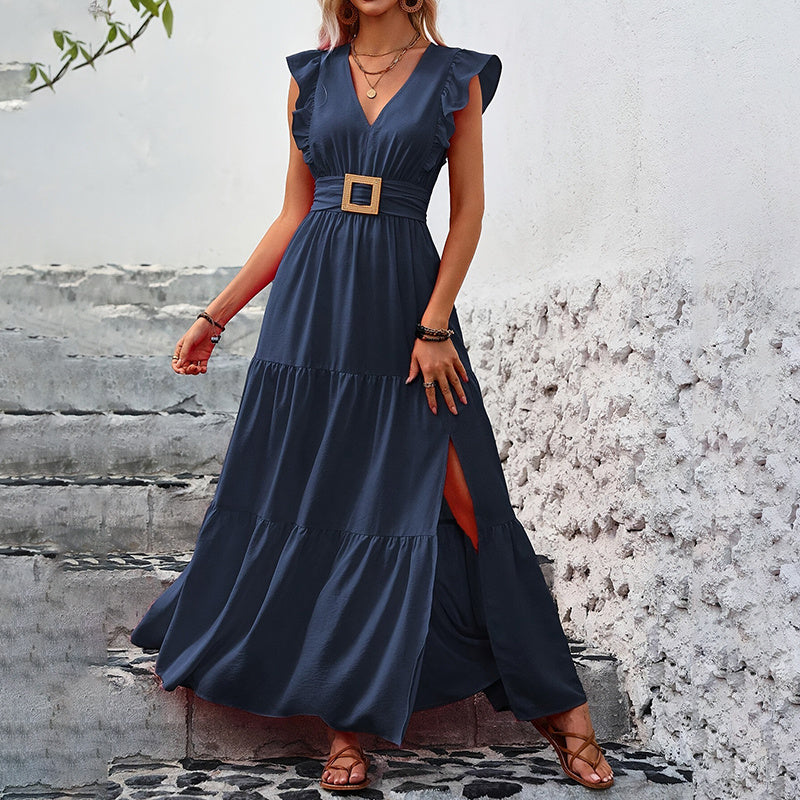 V-Neck Slit Maxi Dress - US Only