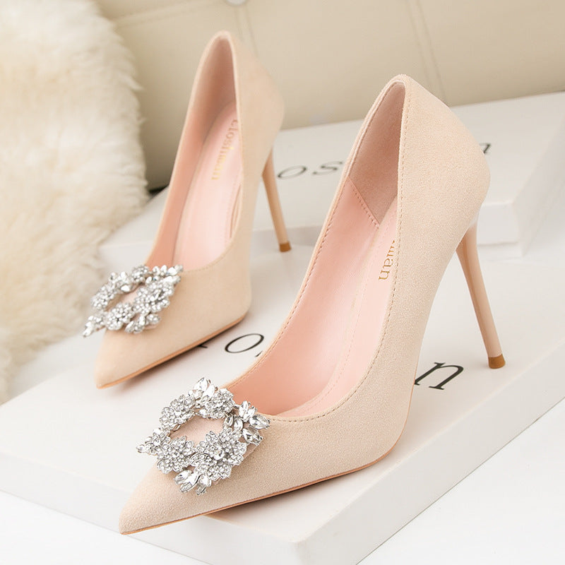 Rhinestones Pointed-Toe High Heels