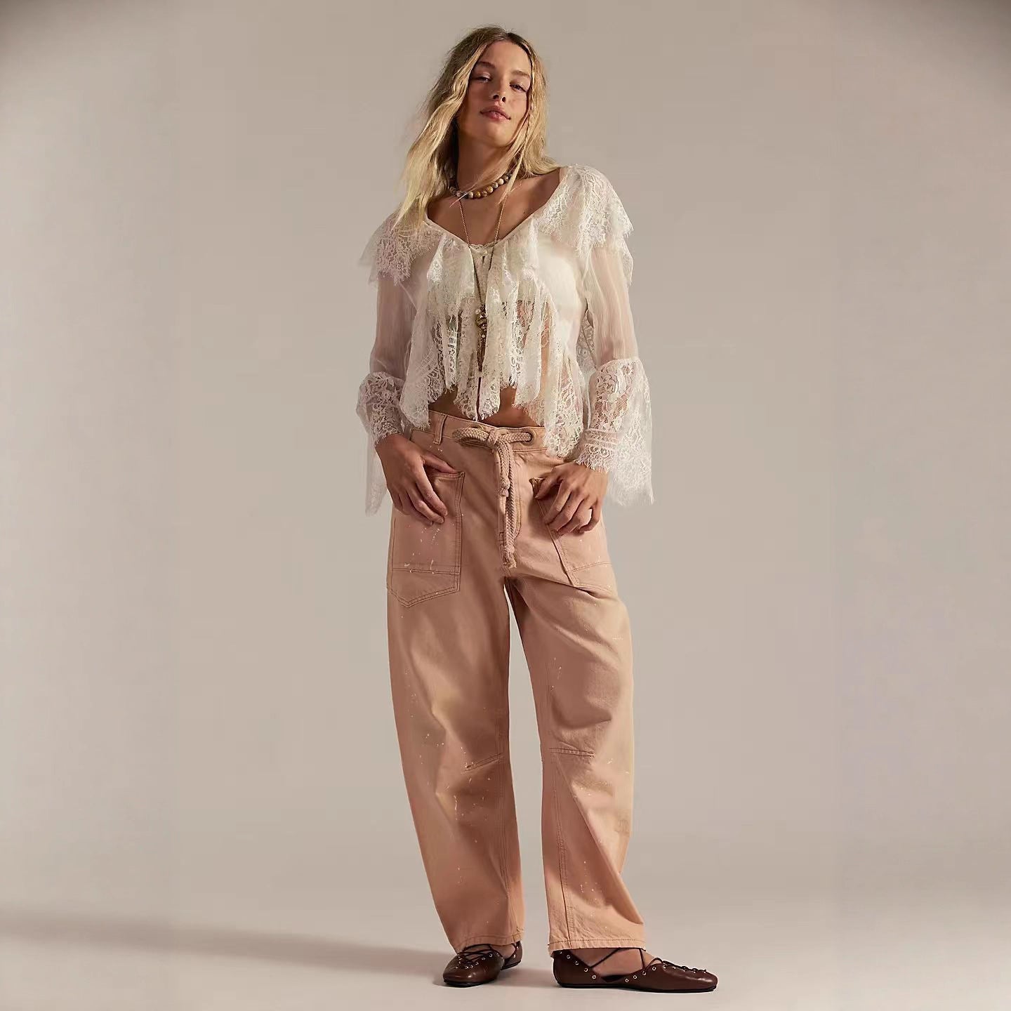 New Washed Pants With Drawstring