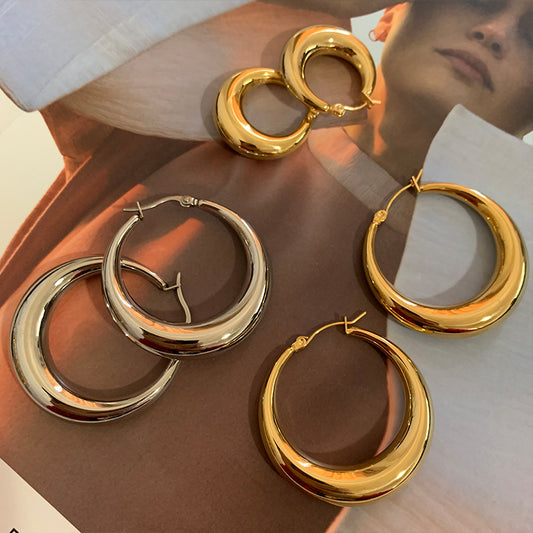 Non-Fading Gold-Plated Silver Hoop Earrings