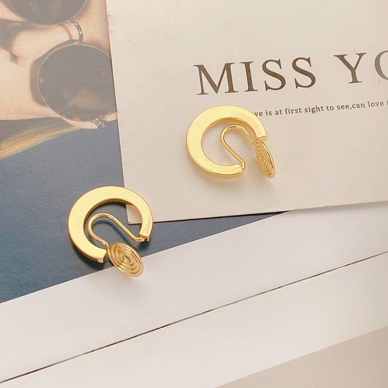 Top quality 18K Gold Color Mosquito Coil Clip on Hoop Earrings Hot Sale C Shape Copper C Shape Cuff Earrings Ear Clip