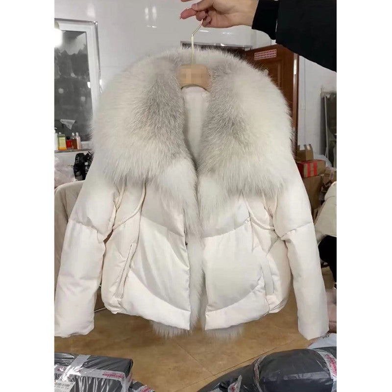 Loose Thick Cotton-Padded Fur-Collar Coat