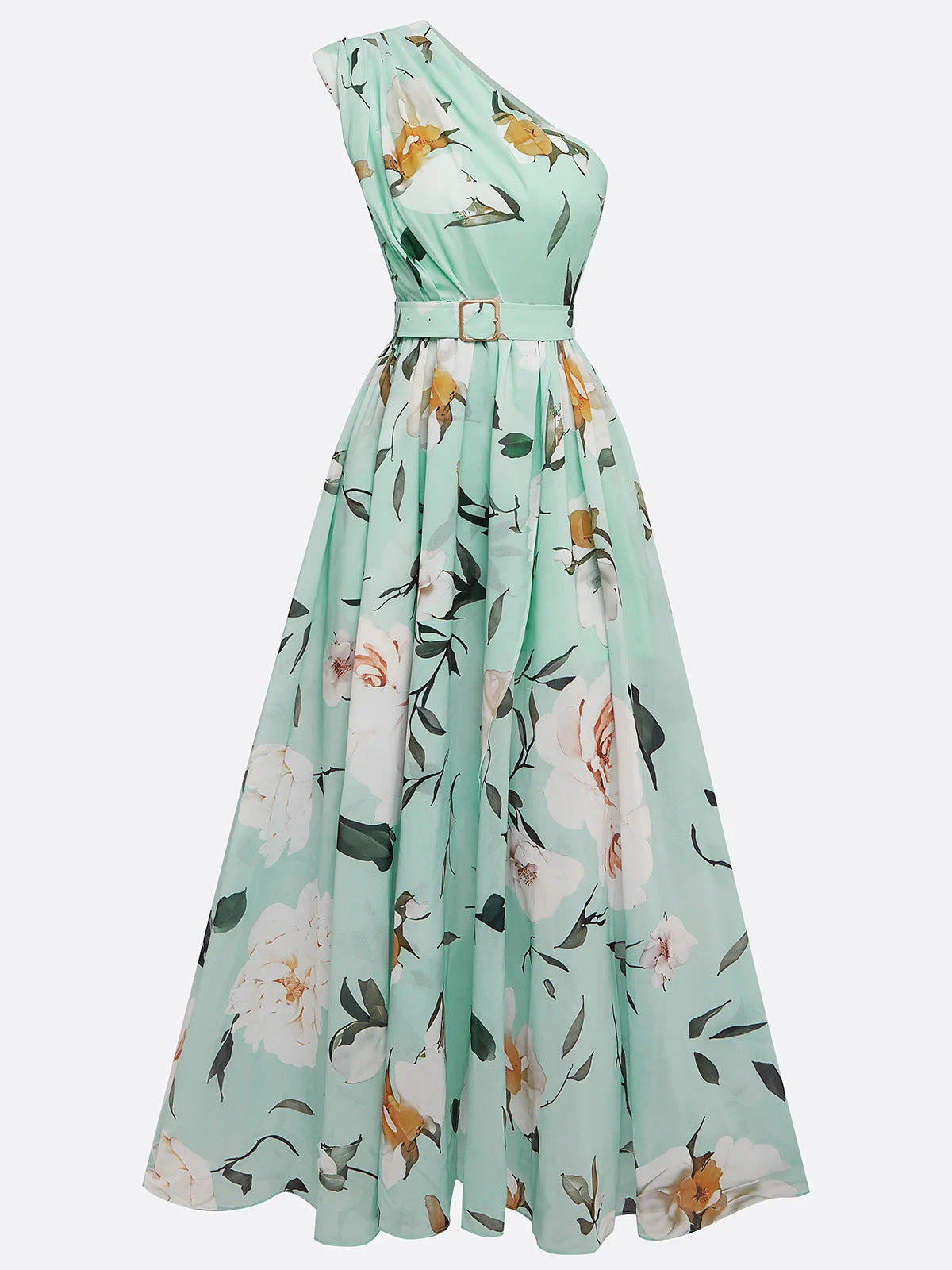 Women's Oblique Shoulder Digital Printing Sleeveless Vest Dress