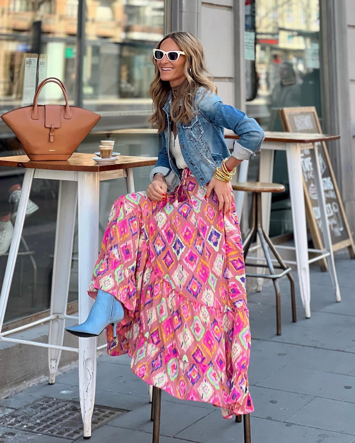 Women's Printed Long Skirt With Ruffles on the Edge