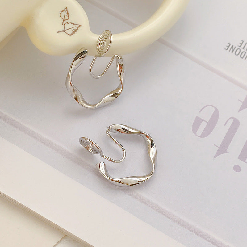 Top quality 18K Gold Color Mosquito Coil Clip on Hoop Earrings Hot Sale C Shape Copper C Shape Cuff Earrings Ear Clip