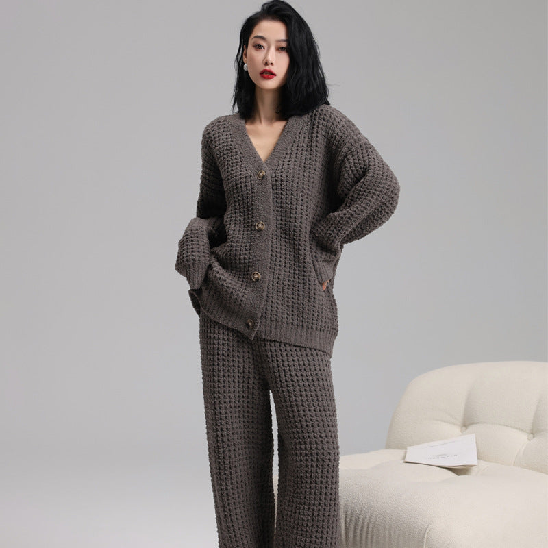 Versatile Long-Sleeved Cardigan Soft Casual Pyjama Suit