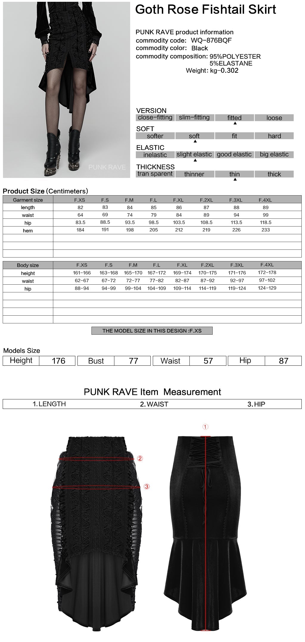 Belladonna Goth Rose Fishtail Skirt